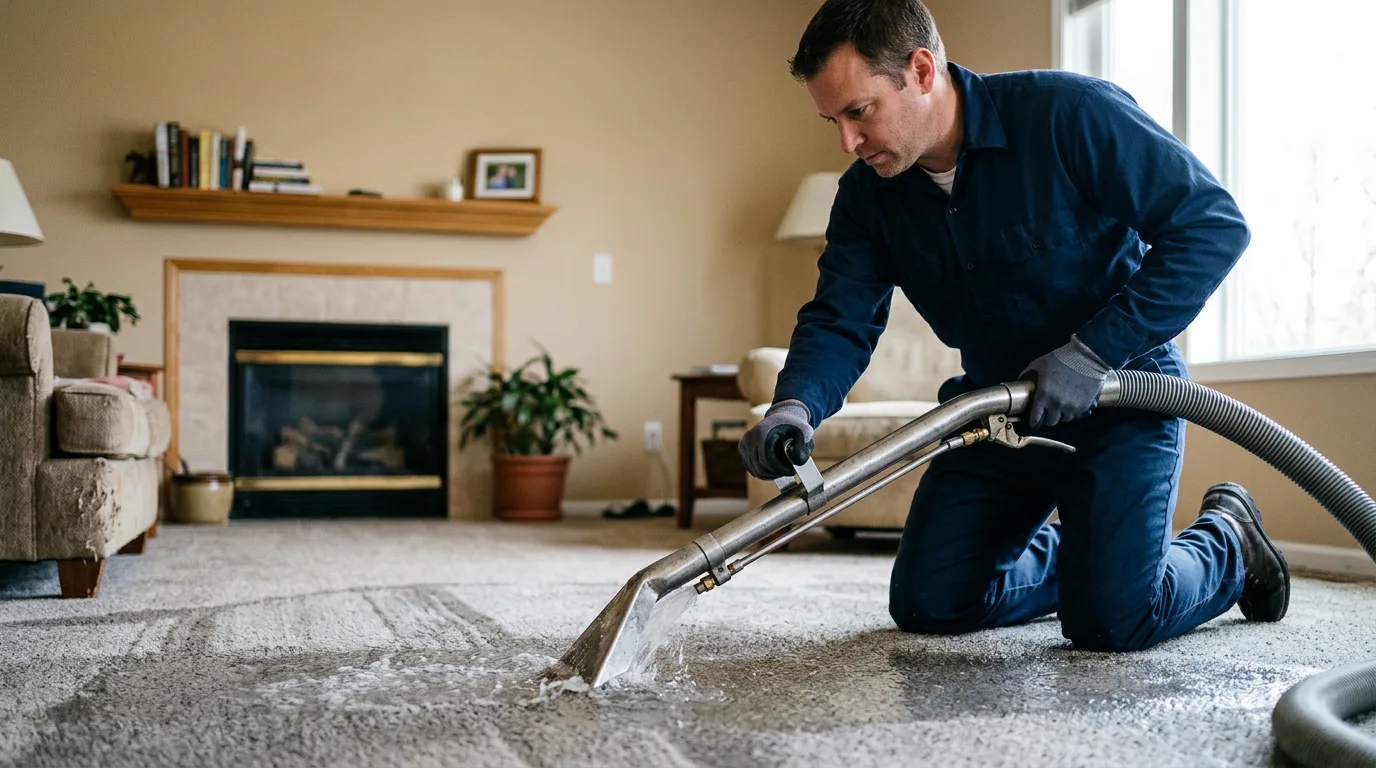 Water damage restoration technician working near Albemarle, NC